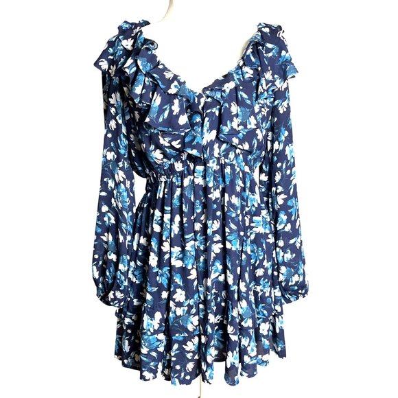 Abercrombie & Fitch Dresses & Skirts - Abercrombie & Fitch Dress Blue Ruffles Full Skirt Tier Balloon Mini Boho Women L
